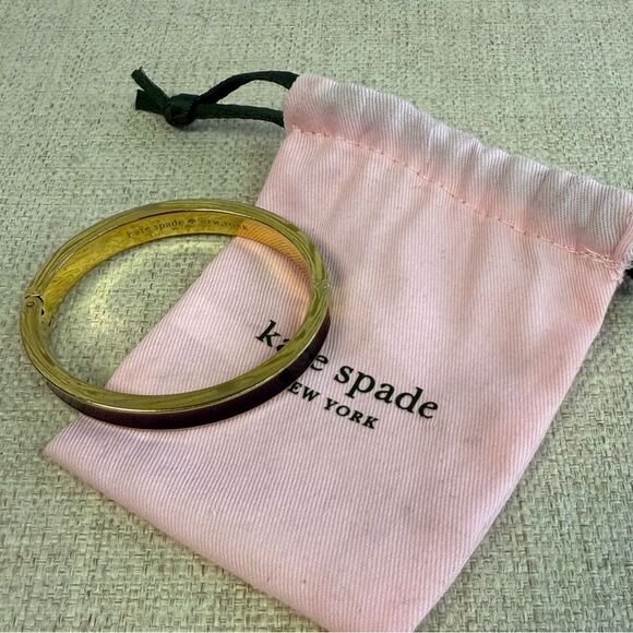 Kate Spade Ace Up Your Sleeve Black & Gold Enamel Hinged Magnetic Close Bracelet - Picture 4 of 4